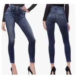 Good American Blue 182 Good Legs High Waist Raw Hem Skinny Jeans GLRE899T 10/30